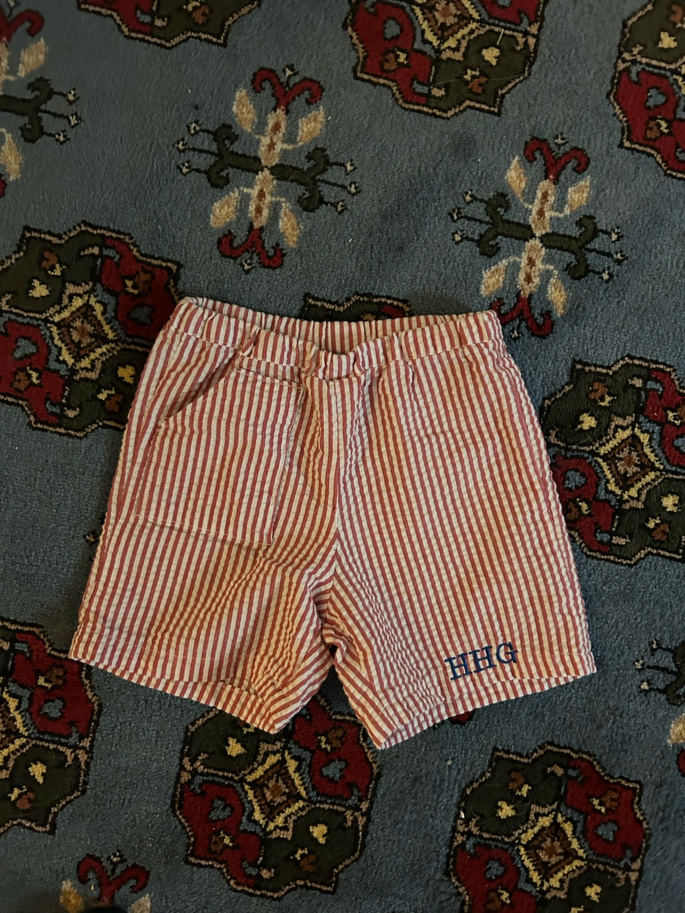 Kids Seersucker Red Stripe Shorts